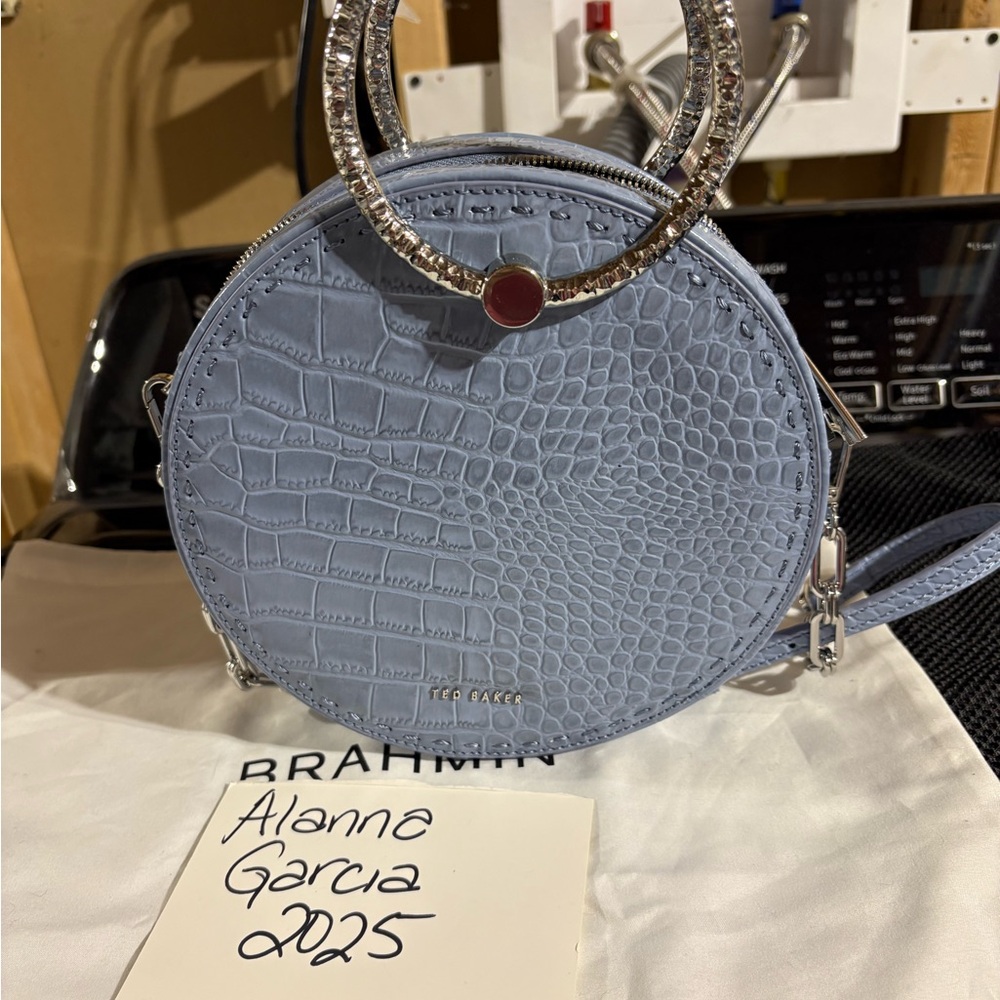 Ted Baker Light Blue Croc-Embossed Mini Bag